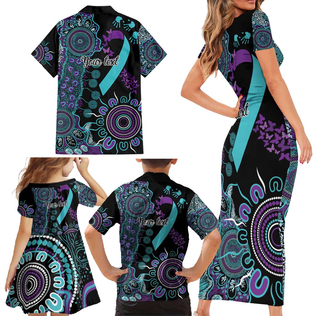 National Suicide Prevention Family Matching Short Sleeve Bodycon Dress and Hawaiian Shirt Aboriginal Ribbon Dot Painting