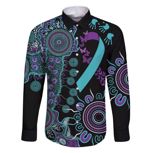 National Suicide Prevention Family Matching Short Sleeve Bodycon Dress and Hawaiian Shirt Aboriginal Ribbon Dot Painting