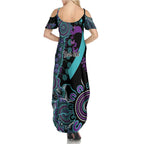 National Suicide Prevention Family Matching Summer Maxi Dress and Hawaiian Shirt Aboriginal Ribbon Dot Painting