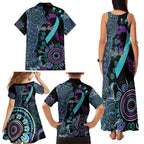 National Suicide Prevention Family Matching Tank Maxi Dress and Hawaiian Shirt Aboriginal Ribbon Dot Painting