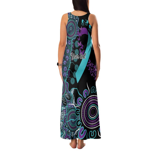 National Suicide Prevention Family Matching Tank Maxi Dress and Hawaiian Shirt Aboriginal Ribbon Dot Painting