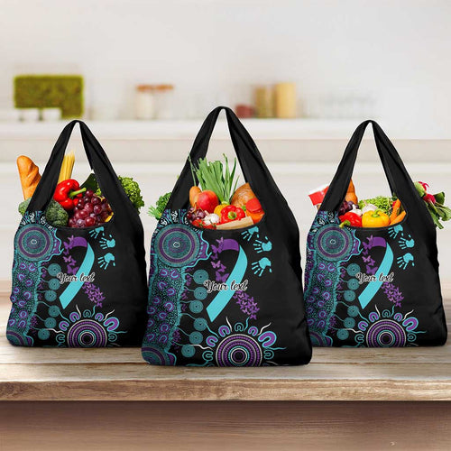 National Suicide Prevention Grocery Bag Aboriginal Ribbon Dot Painting