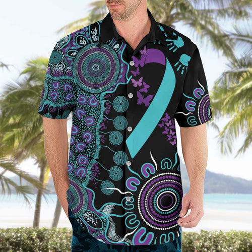National Suicide Prevention Hawaiian Shirt Aboriginal Ribbon Dot Painting
