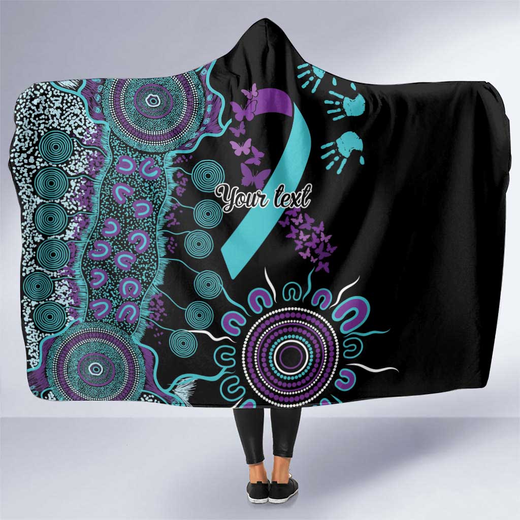 National Suicide Prevention Hooded Blanket Aboriginal Ribbon Dot Painting