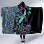 National Suicide Prevention Hooded Blanket Aboriginal Ribbon Dot Painting
