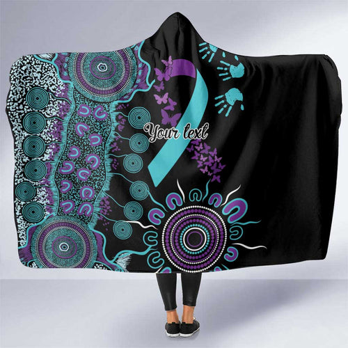National Suicide Prevention Hooded Blanket Aboriginal Ribbon Dot Painting