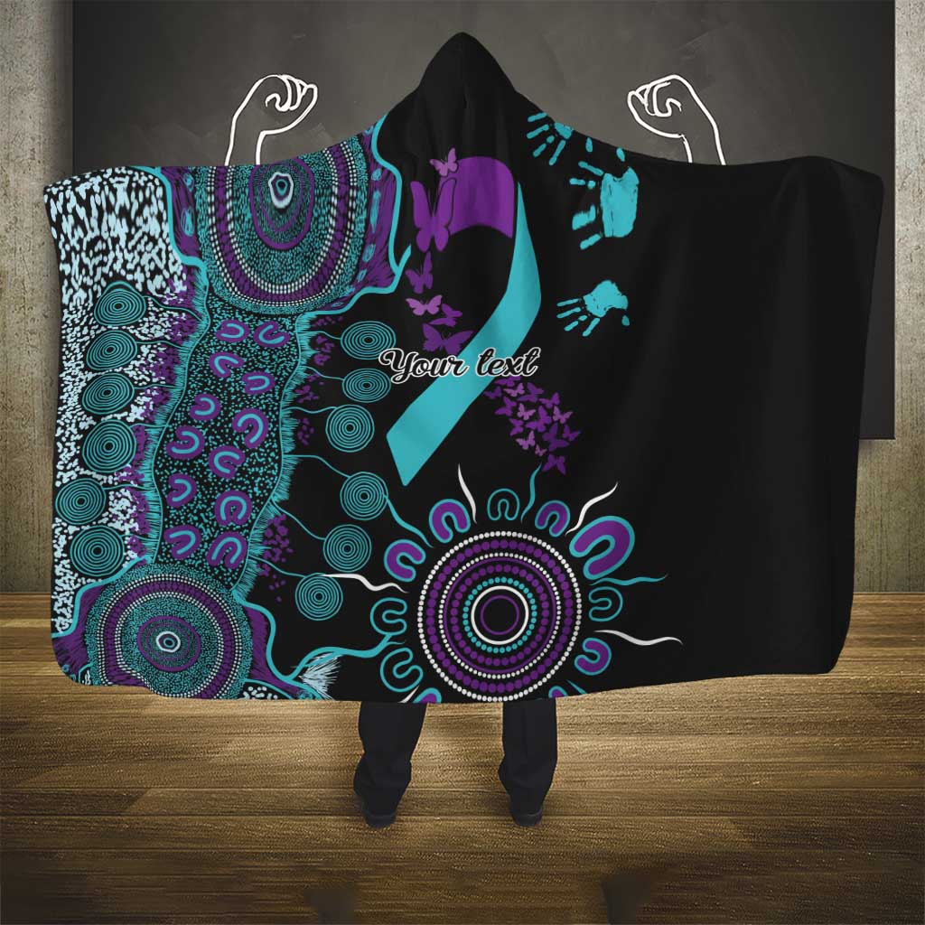 National Suicide Prevention Hooded Blanket Aboriginal Ribbon Dot Painting