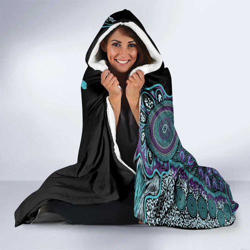 National Suicide Prevention Hooded Blanket Aboriginal Ribbon Dot Painting