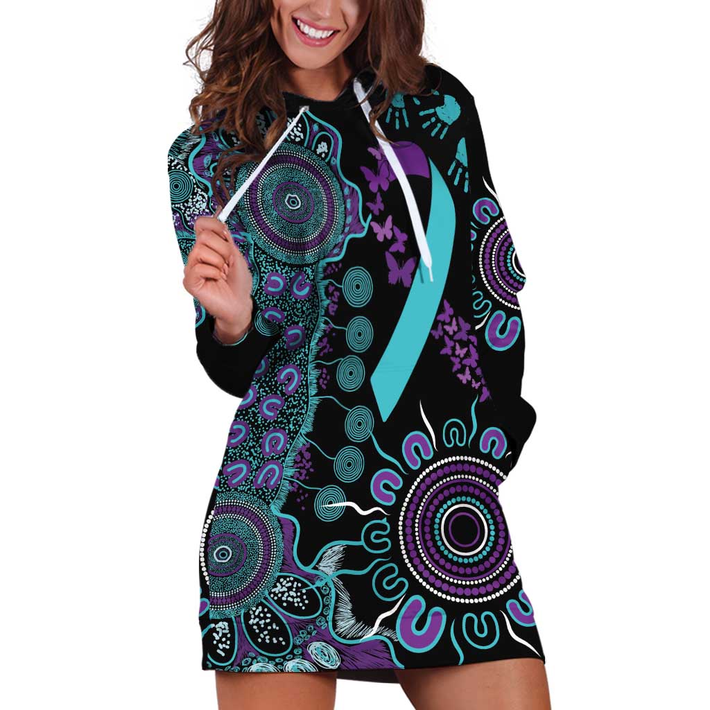 National Suicide Prevention Hoodie Dress Aboriginal Ribbon Dot Painting