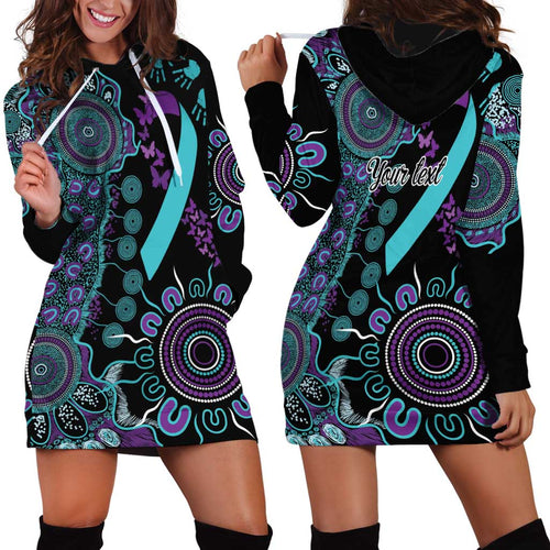 National Suicide Prevention Hoodie Dress Aboriginal Ribbon Dot Painting