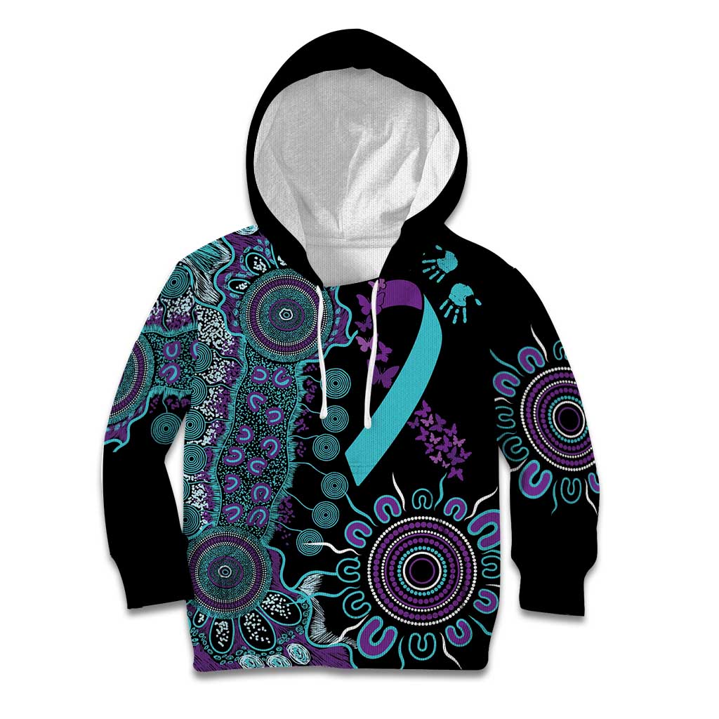 National Suicide Prevention Kid Hoodie Aboriginal Ribbon Dot Painting