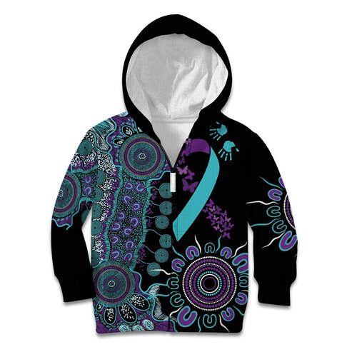 National Suicide Prevention Kid Hoodie Aboriginal Ribbon Dot Painting