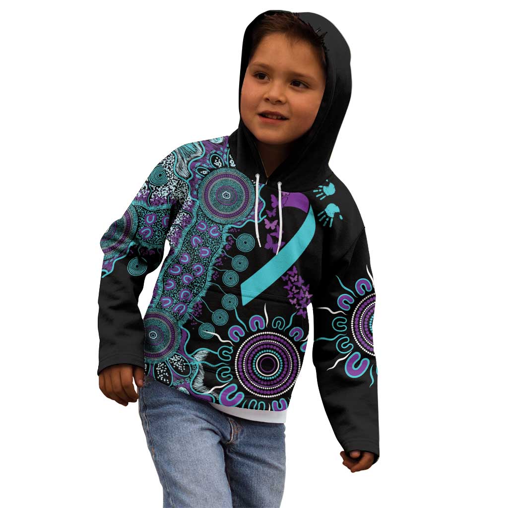 National Suicide Prevention Kid Hoodie Aboriginal Ribbon Dot Painting