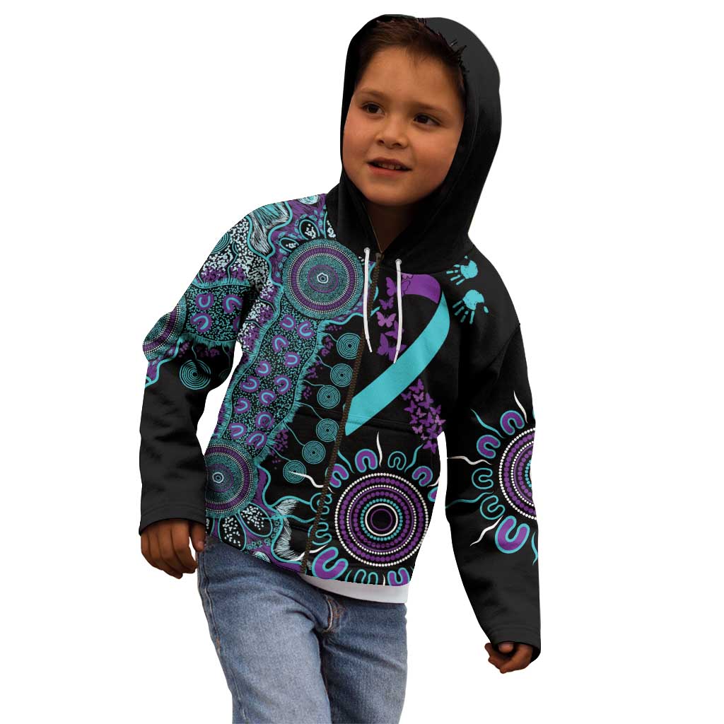 National Suicide Prevention Kid Hoodie Aboriginal Ribbon Dot Painting
