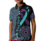 National Suicide Prevention Kid Polo Shirt Aboriginal Ribbon Dot Painting
