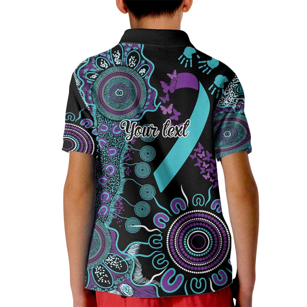 National Suicide Prevention Kid Polo Shirt Aboriginal Ribbon Dot Painting