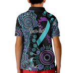 National Suicide Prevention Kid Polo Shirt Aboriginal Ribbon Dot Painting