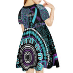 National Suicide Prevention Kid Short Sleeve Dress Aboriginal Ribbon Dot Painting