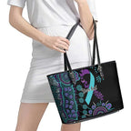 National Suicide Prevention Leather Tote Bag Aboriginal Ribbon Dot Painting