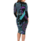 National Suicide Prevention Long Sleeve Bodycon Dress Aboriginal Ribbon Dot Painting