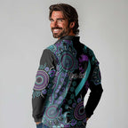 National Suicide Prevention Long Sleeve Polo Shirt Aboriginal Ribbon Dot Painting