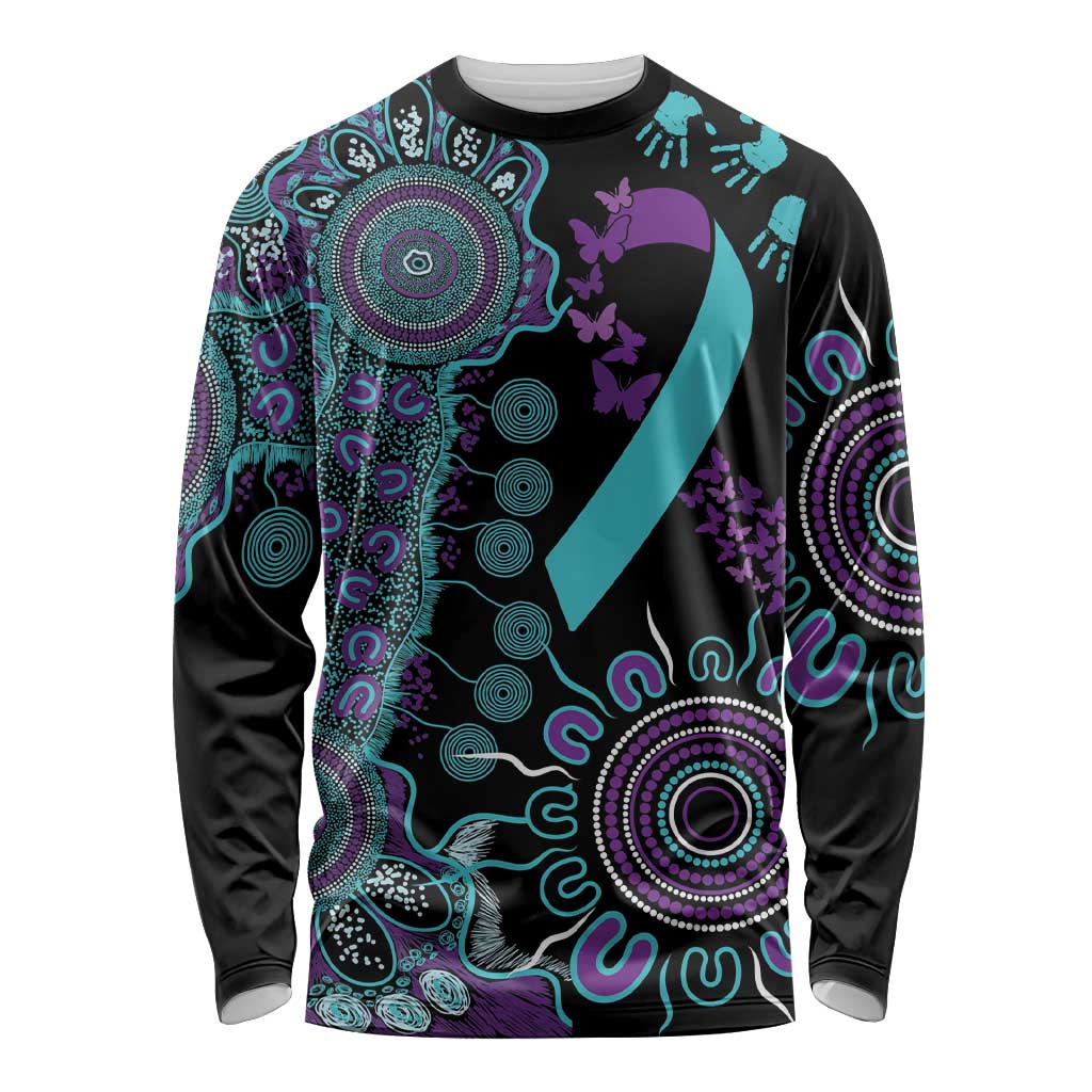 National Suicide Prevention Long Sleeve Shirt Aboriginal Ribbon Dot Painting