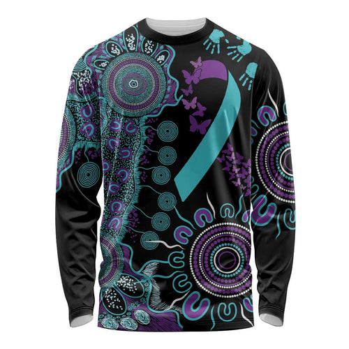 National Suicide Prevention Long Sleeve Shirt Aboriginal Ribbon Dot Painting