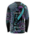 National Suicide Prevention Long Sleeve Shirt Aboriginal Ribbon Dot Painting