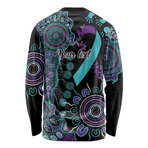 National Suicide Prevention Long Sleeve Shirt Aboriginal Ribbon Dot Painting