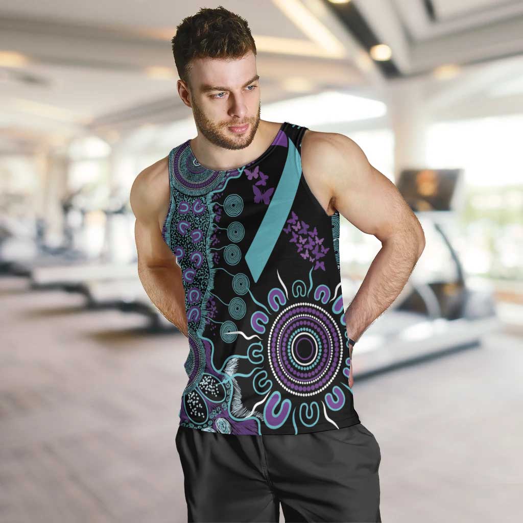 National Suicide Prevention Men Tank Top Aboriginal Ribbon Dot Painting