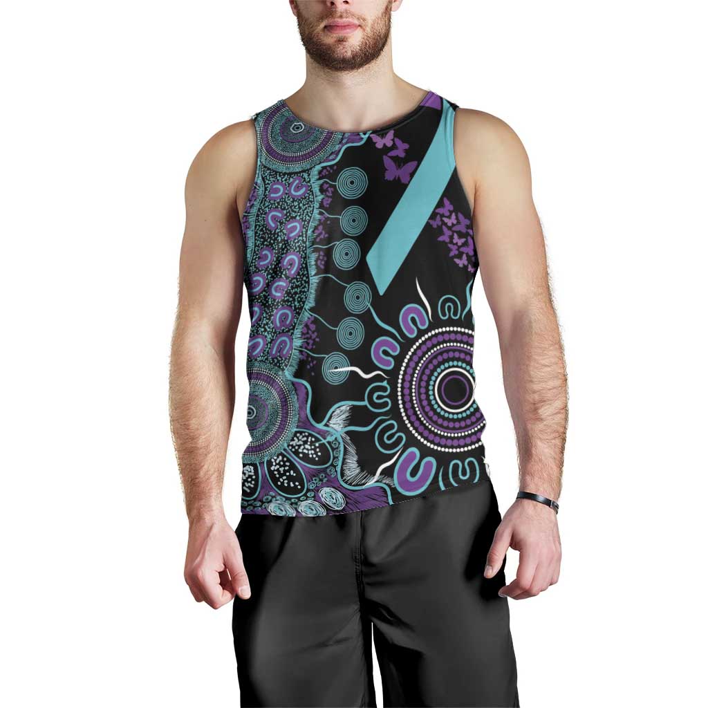 National Suicide Prevention Men Tank Top Aboriginal Ribbon Dot Painting