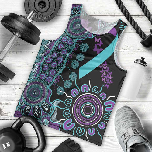 National Suicide Prevention Men Tank Top Aboriginal Ribbon Dot Painting