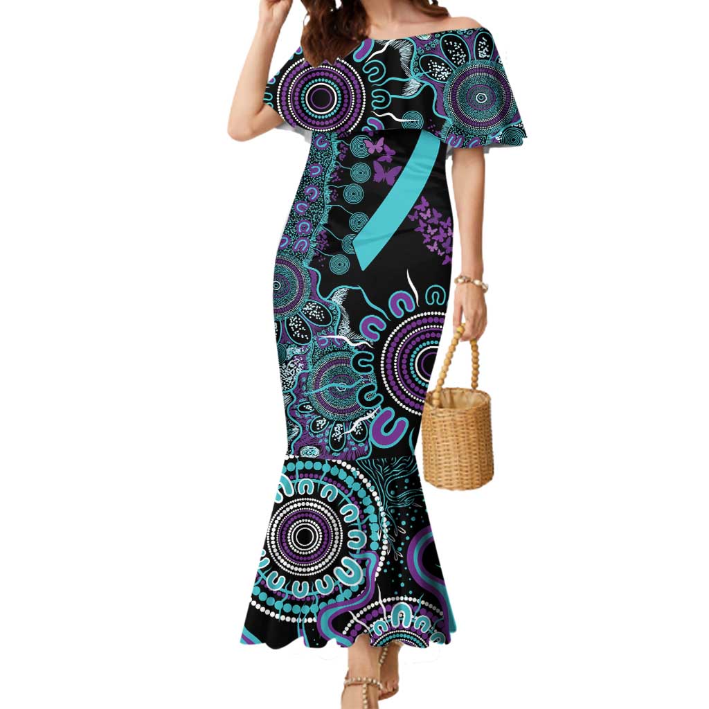 National Suicide Prevention Mermaid Dress Aboriginal Ribbon Dot Painting