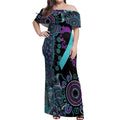 National Suicide Prevention Off Shoulder Maxi Dress Aboriginal Ribbon Dot Painting