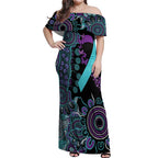 National Suicide Prevention Off Shoulder Maxi Dress Aboriginal Ribbon Dot Painting
