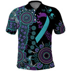 National Suicide Prevention Polo Shirt Aboriginal Ribbon Dot Painting