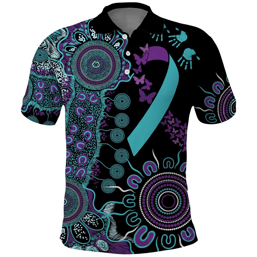 National Suicide Prevention Polo Shirt Aboriginal Ribbon Dot Painting