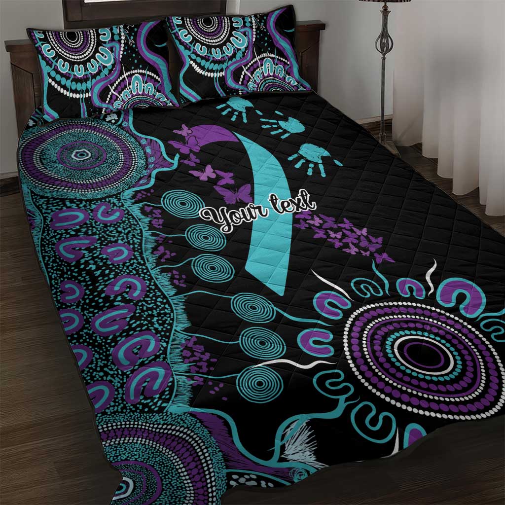 National Suicide Prevention Quilt Bed Set Aboriginal Ribbon Dot Painting