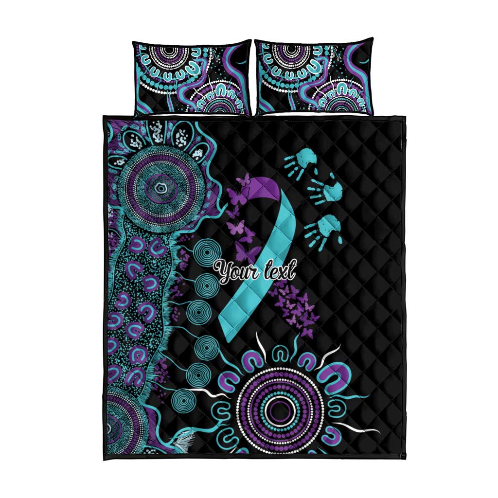 National Suicide Prevention Quilt Bed Set Aboriginal Ribbon Dot Painting