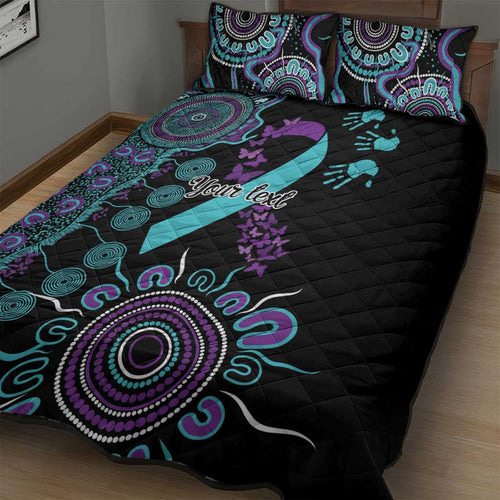 National Suicide Prevention Quilt Bed Set Aboriginal Ribbon Dot Painting