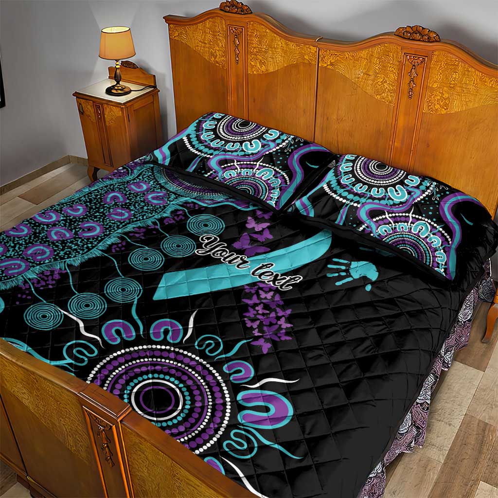 National Suicide Prevention Quilt Bed Set Aboriginal Ribbon Dot Painting