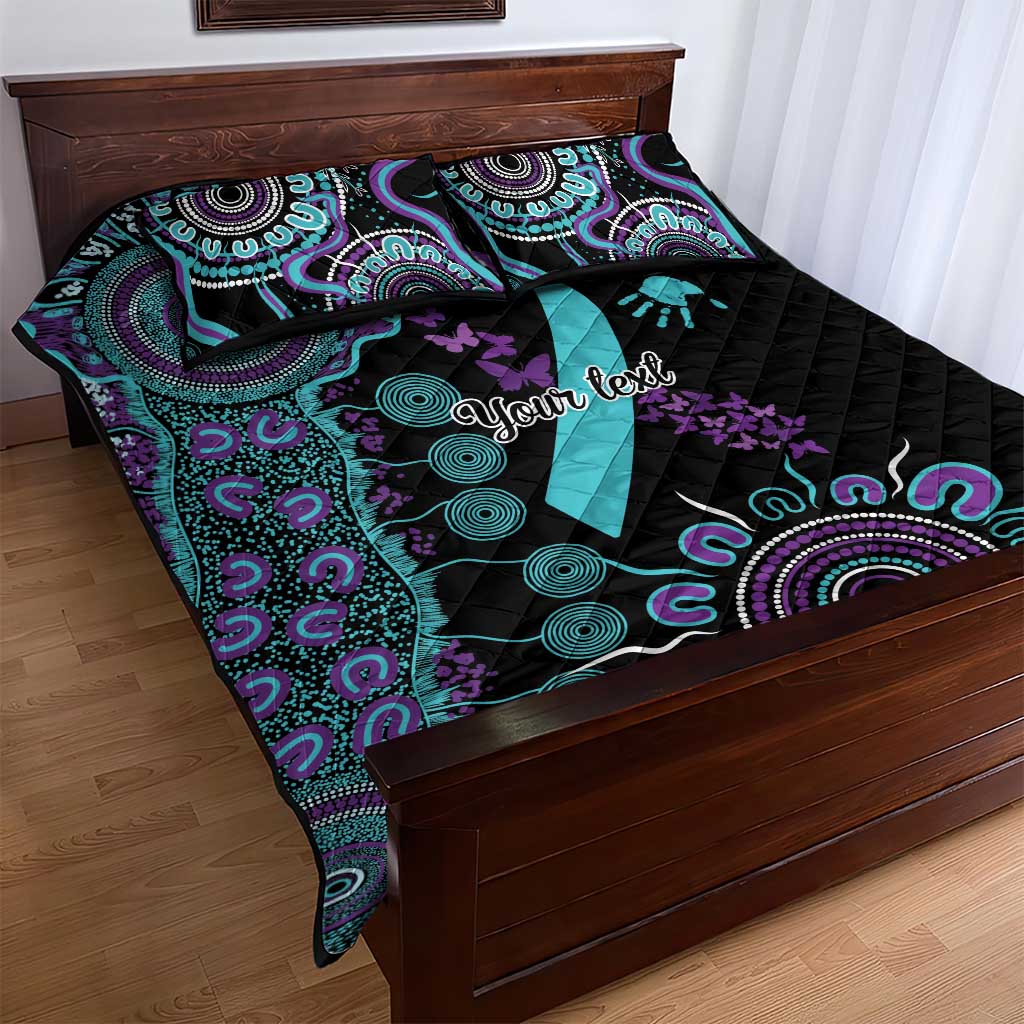 National Suicide Prevention Quilt Bed Set Aboriginal Ribbon Dot Painting