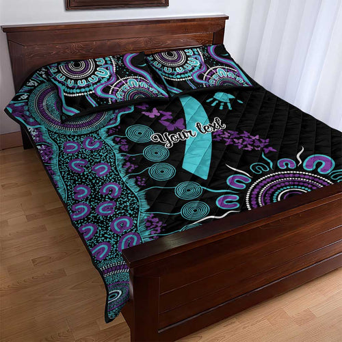 National Suicide Prevention Quilt Bed Set Aboriginal Ribbon Dot Painting