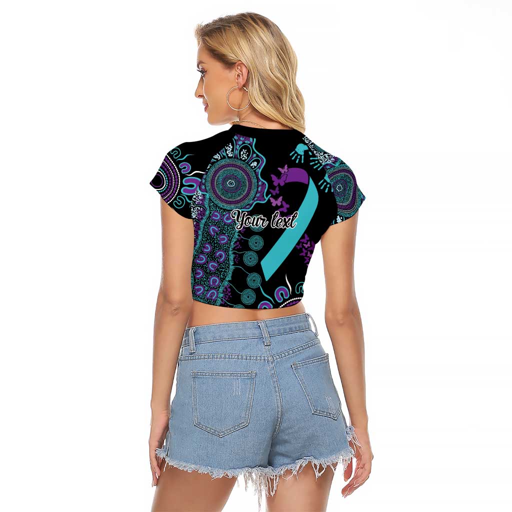National Suicide Prevention Raglan Cropped T Shirt Aboriginal Ribbon Dot Painting