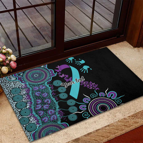 National Suicide Prevention Rubber Doormat Aboriginal Ribbon Dot Painting