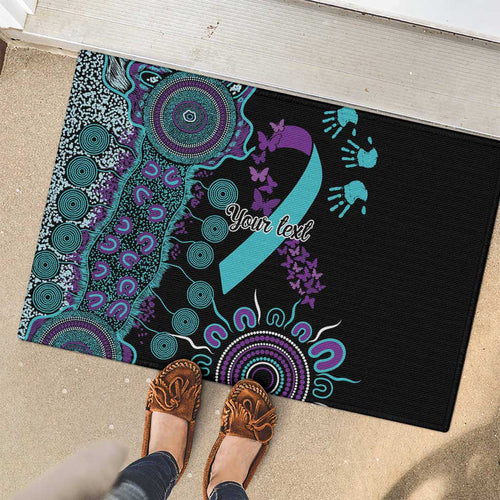 National Suicide Prevention Rubber Doormat Aboriginal Ribbon Dot Painting