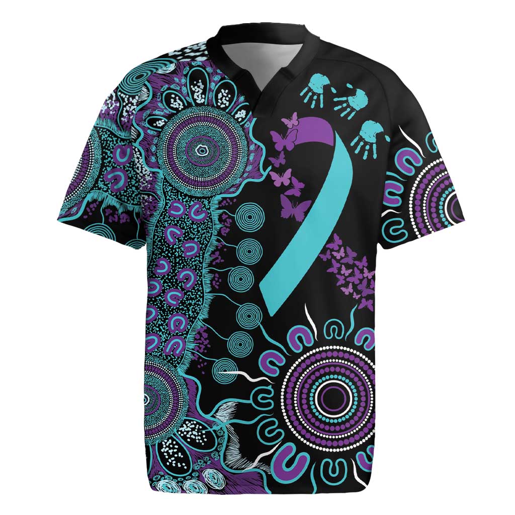 National Suicide Prevention Rugby Jersey Aboriginal Ribbon Dot Painting