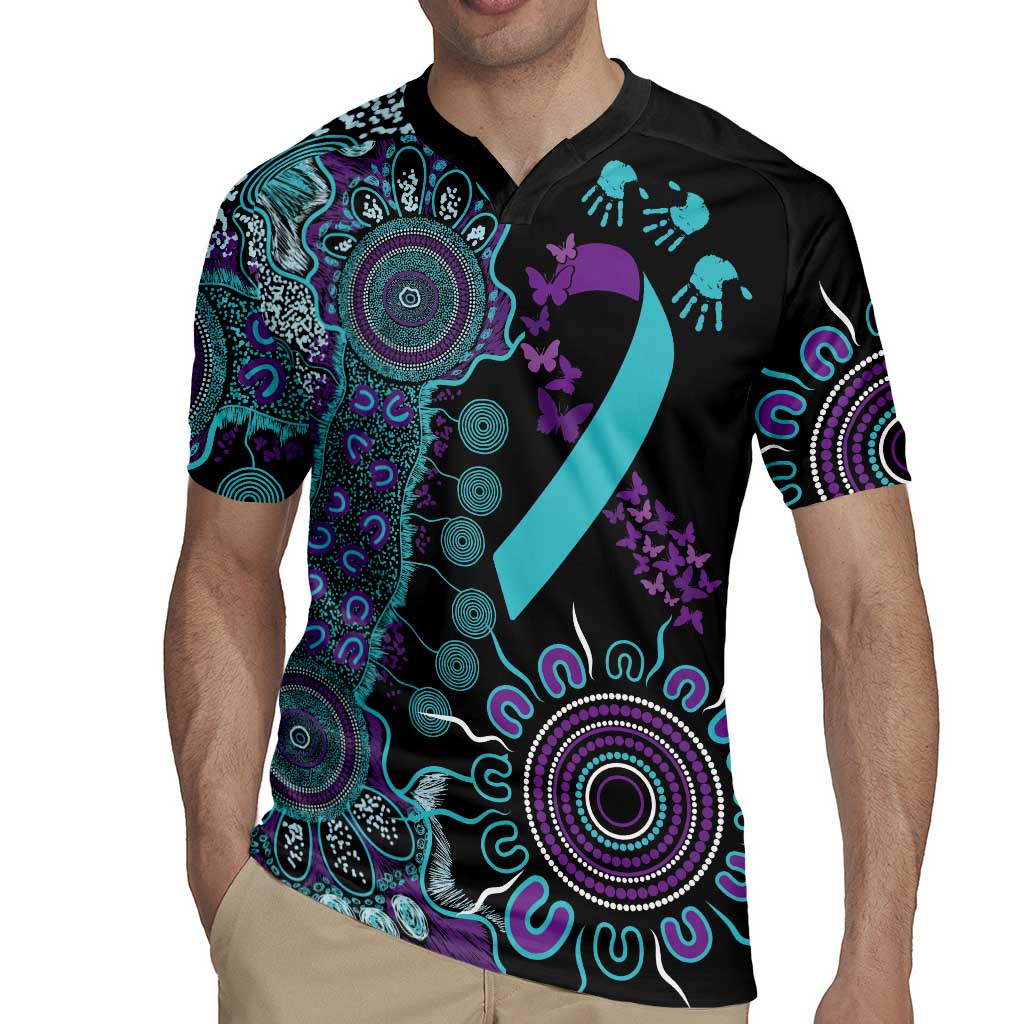 National Suicide Prevention Rugby Jersey Aboriginal Ribbon Dot Painting