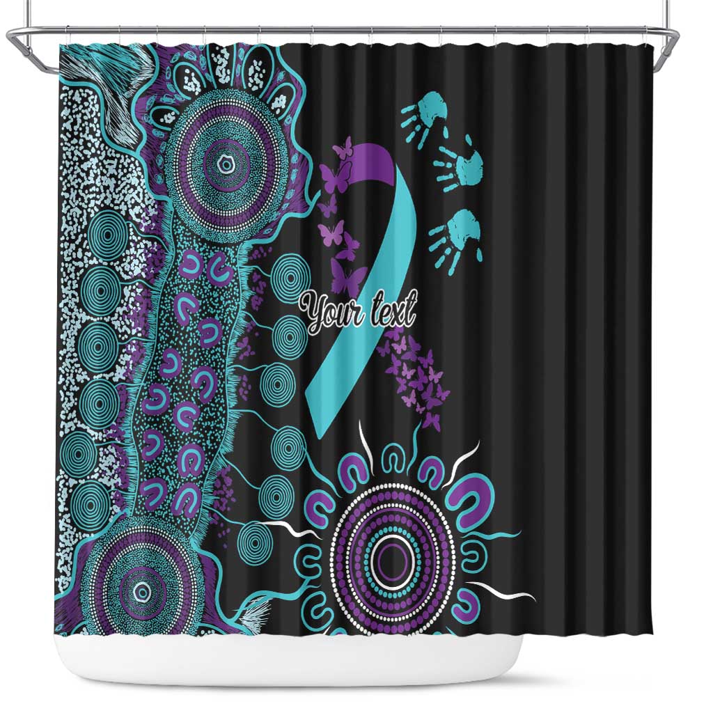 National Suicide Prevention Shower Curtain Aboriginal Ribbon Dot Painting