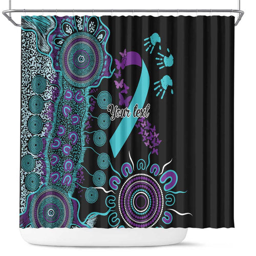 National Suicide Prevention Shower Curtain Aboriginal Ribbon Dot Painting